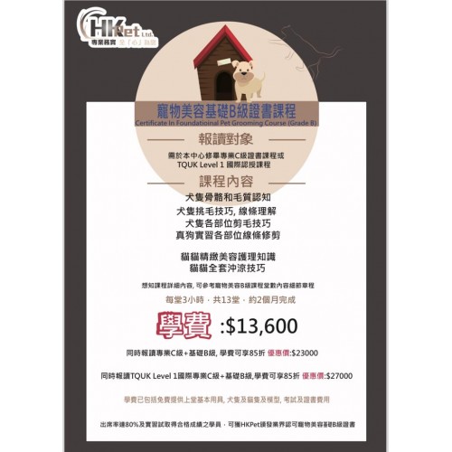 寵物美容基礎B級證書課程